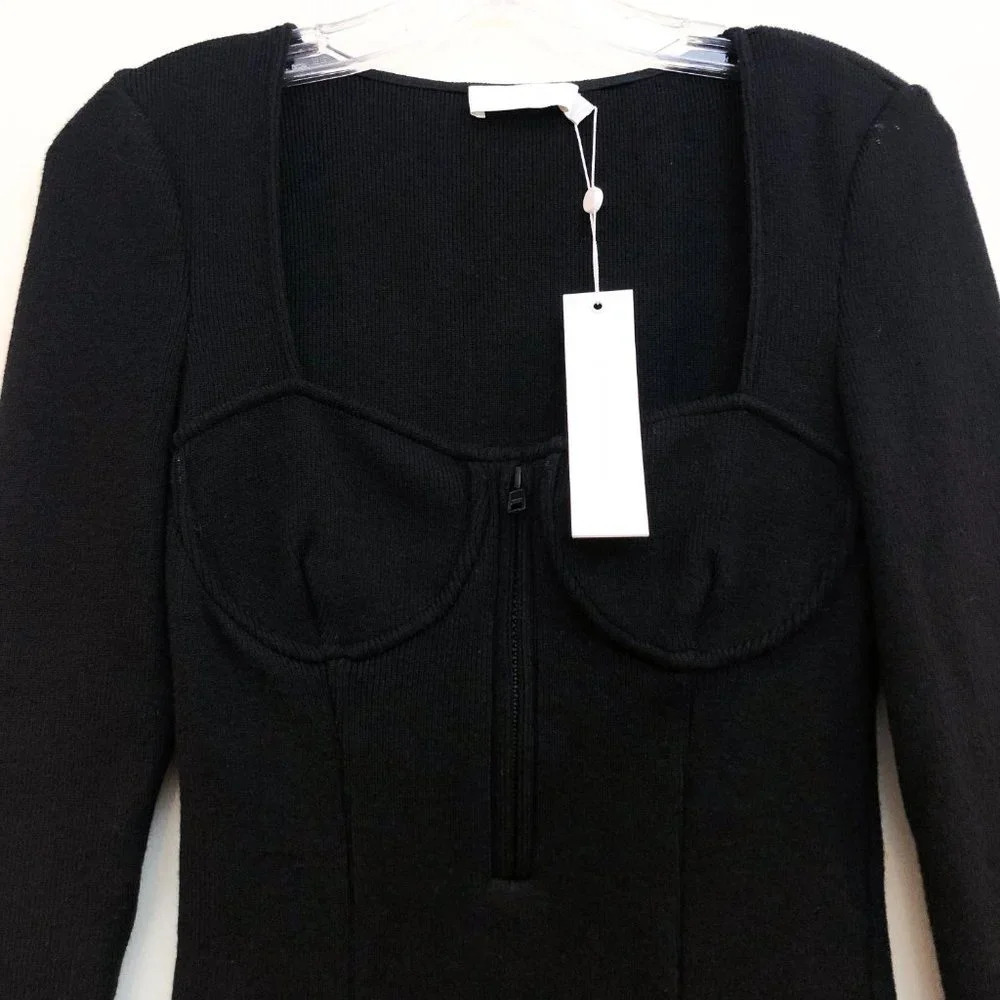 Jonathan Simkhai Standard Pia Bustier Underwire Zip Front Black Mini Dress S NWT - Picture 5 of 10